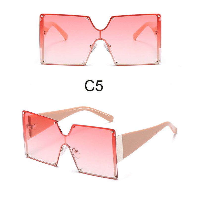 Luxury Oversized Rimless Square Sunglasses Women Brand Designer 2021 New Big Frame Rivet Sun Glasses Fashion Gradient Shades
