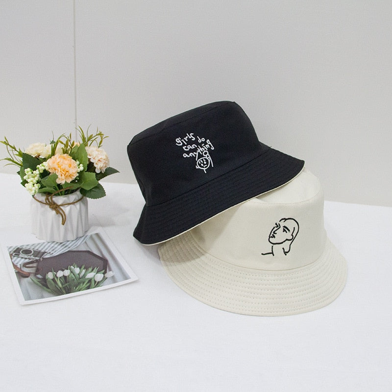 2021 New Sun Hat Letter Bucket Hat Men Women Bob Hip Hop Caps Summer Panama Foldable Double Sided Dance Hat Casual Gorras