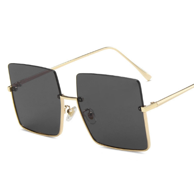 Brand Designer Square Sunglasses Women Fashion Luxury Oversized Sun Glasses Female Vintage Retro Big Frame Metal Oculos De Sol