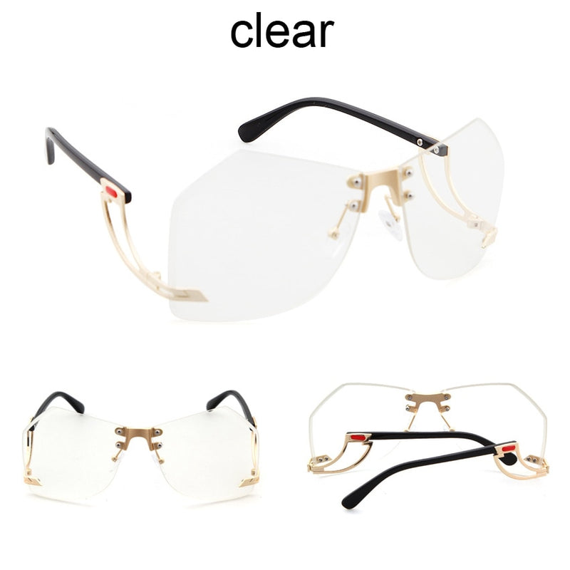 2022 New Irregular Rimless Sunglasses Women Brand Designer Alloy Frame Oversize Gradient Sun Glasses Fashion Female Clear Shades