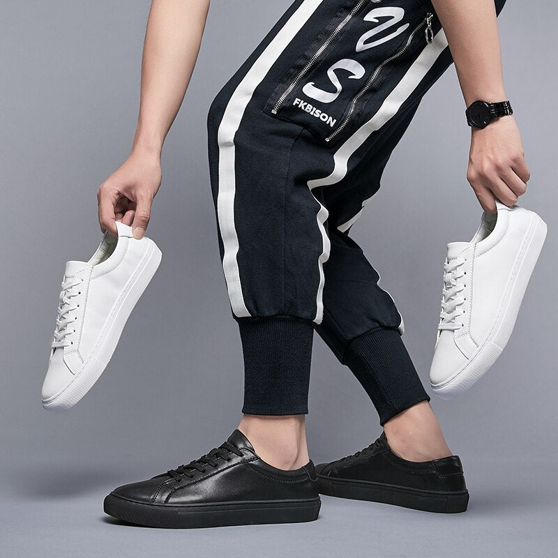 Men Casual Shoes Luxury Men Flats Fashion White Sneakers Lace Up Genuine Leather Shoes Footwear Sneakers White