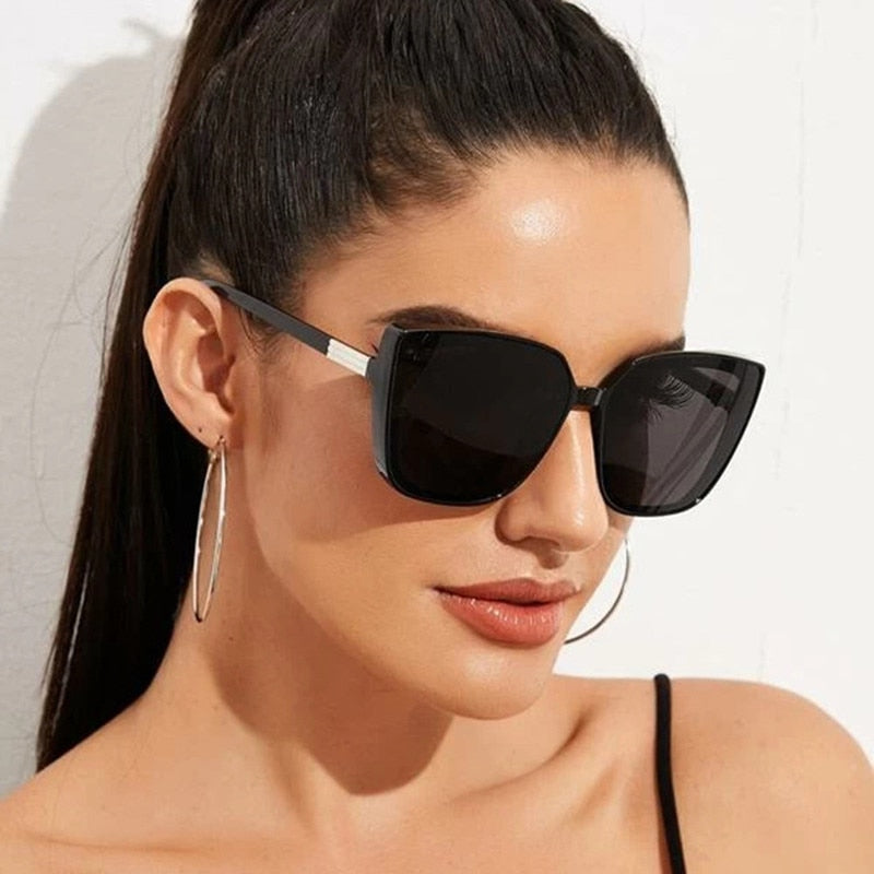 Fashion Plastic Cat Eye Women Oversized Sunglasses Brand Designer Vintage Retro Mirror Sun Glasses For Female UV400 Oculos