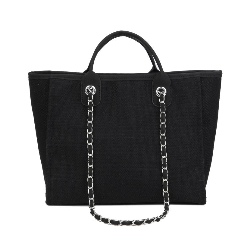 New Women Tote Bag Fashion Canvas Large Handbag Chains Shoulder Bags Ladies Big Messenger Bag Shopping Bag