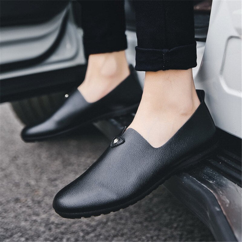 Leather Slip on Black Driving Shoes Brand  Italian Men Loafers Moccasins 2021 Fashion Loafers Shoes Men&