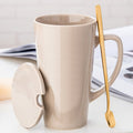500ML Couple Cup Ceramic Coffee Mug With spoon an Cover Creative Valentine&#39;s Day Wedding Birthday Gift