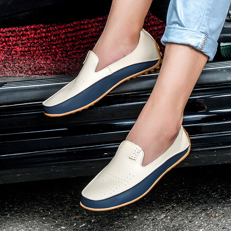 Men Boat Shoes Moccasins Leather Mens Loafers Lightweight Sneakers Italian Breathable Slip-on Driving Casual Shoes Men Size 47