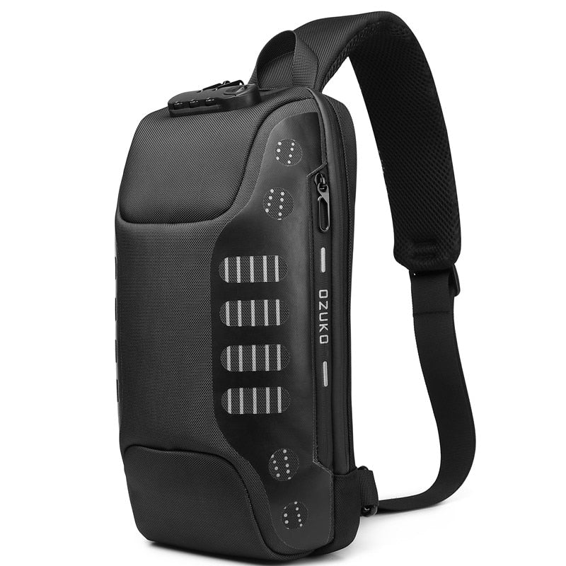 OZUKO Crossbody Bag for Mens USB Charge New Men Chest Bag Anti Theft Sling Bag Outdoor Male Chest Pack Short Trip Messenger Bags