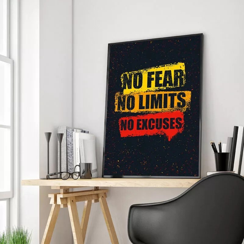 Fearless Inspiring Inspirational Quotes Personality Mural Poster Home Interior Room Bedroom Wall Decoration Canvas Art No Frame