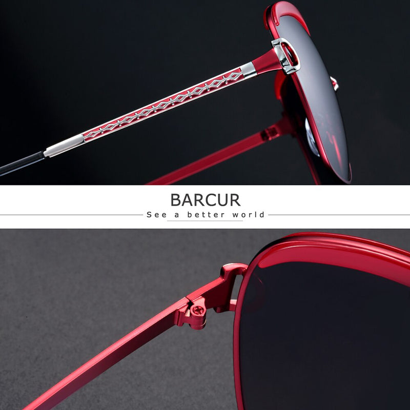 BARCUR New Fashion Sunglasses Women White Frame Gradient Polarized Sun Glasses Driving UV400 Eyewear with Update Box Free
