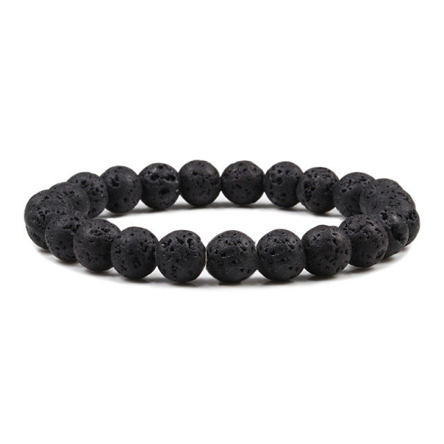 Hot 8mm Beaded Bracelets Natural Tiger Eye Lava Stone Healing Distance Bracelet for Men Women Friend Gifts Charm Strand Jewelry