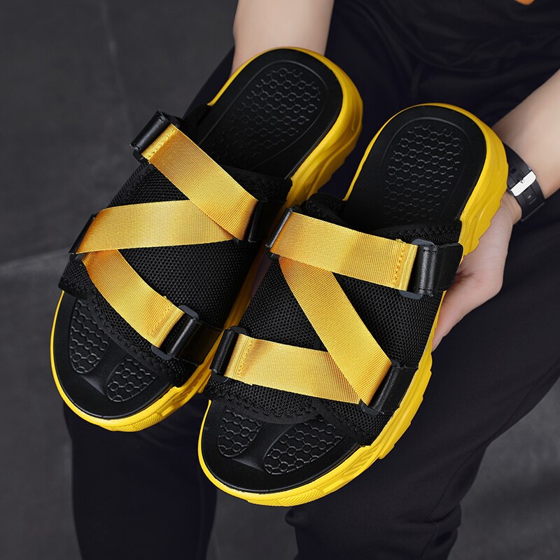 CYYTL Men Slippers Fashion Summer 2022 New In Platform Slides High Quality Designer Shoes Leather Flat Sandals Casual Plus Size