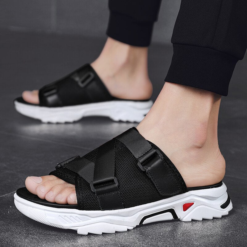 CYYTL Men Slippers Fashion Summer 2022 New In Platform Slides High Quality Designer Shoes Leather Flat Sandals Casual Plus Size