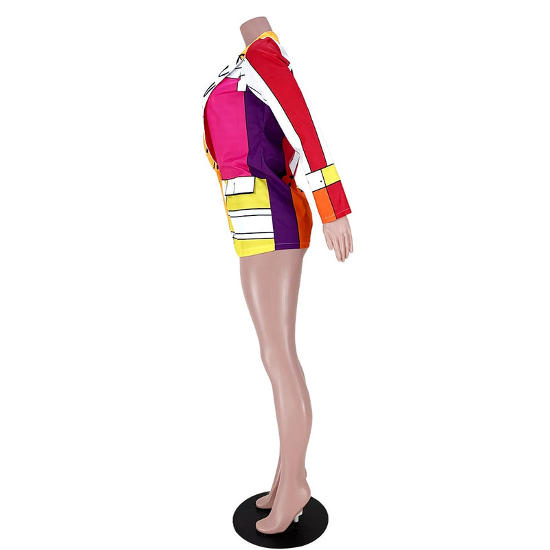Multicolor Print Vintage American Oversized Blazer Women Coats Long Sleeve Streetwear Elegant Office Lady Spring Women Blazers