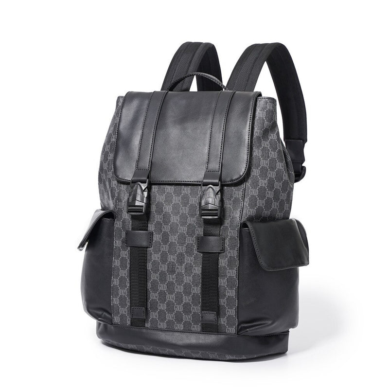 New Men Backpack Luxury Letter Pattern Fashion Street Large Capacity Cover Zipper Daypack Student Schoolbag Mochila de hombre