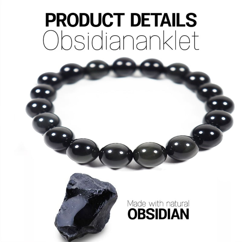 Anti Swelling Black Obsidian Slimming Bracelet Anklet Yoga Energy Prayer Beads String Beads Jewelry For Women Men Bracelets New