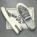 New Trendy Men&#39;s White Graffiti Patchwork Comfortable Causal Flats Platform Shoes Loafers Rock Sports Waliking Sneakers