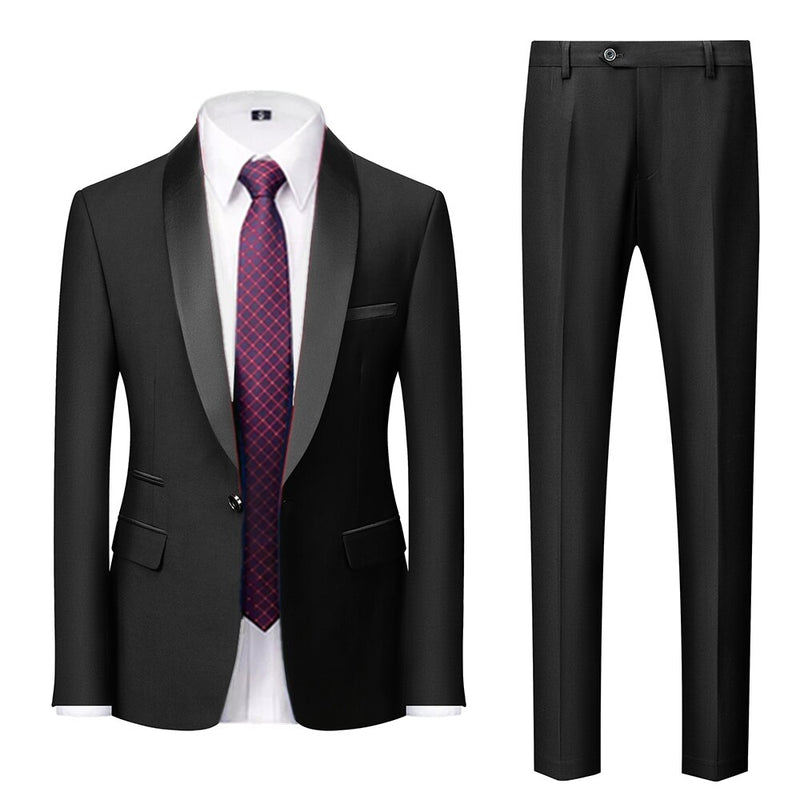 Men Mariage Color Block Collar Suits Jacket Trousers Waistcoat Male Business Casual Wedding Blazers Coat Vest Pants 3 Pieces Set