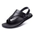 2022 Genuine Leather Summer Shoes Men Sandals Flip Flops Flat Mens Beach Sandals Male Summer Holiday Shoes Black Footwear A4484