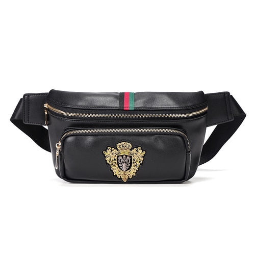 New Ins Trendy Men Chest Bag Luxury Brand Design Leather Belt Waist Pack Large Capacity Phone Pouch Male Shoulder Crossbody Bags