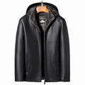 YN-2267 Autumn And Winter Men&#39;s Coat Stand Collar Hooded Natural Sheep Leather Short Jacket Lamb Fur Youth Casual Wear