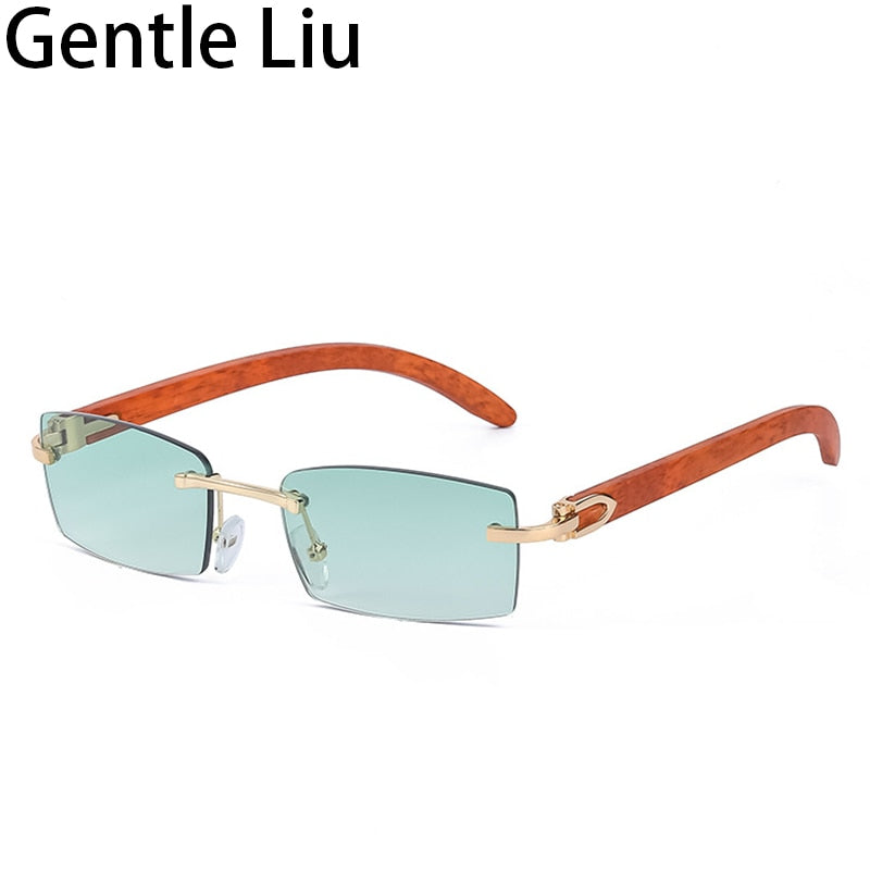 Punk Rimless Rectangle Sunglasses Men 2022 Fashion Vintage Trendy Small Square Sun Glasses for Male Frameless Eyewear UV400
