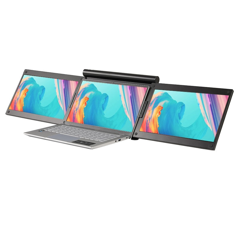 Revolutionize Your Workstation with the Triple Laptop Screens and Extender - Experience Ultimate Efficiency Anywhere!