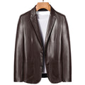 YN-2262 Natural Sheep Leather Casual Suit Men&#39;s Jacket Slim Spring and Autumn Thin Section Black Brown