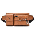 WEIXIER Men&#39;s Waist Bag Pu Leather Male Fanny Pack New Male Shoulder Chest Bags for Phone Travel Man Belt Pouch Banana Bum Bags