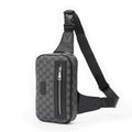 2022 Men&#39;s Chest Bags Luxury Designer Plaid Leather Shoulder Crossbody Bag Fashion Business Male Small Zipper Sling Chest Pack