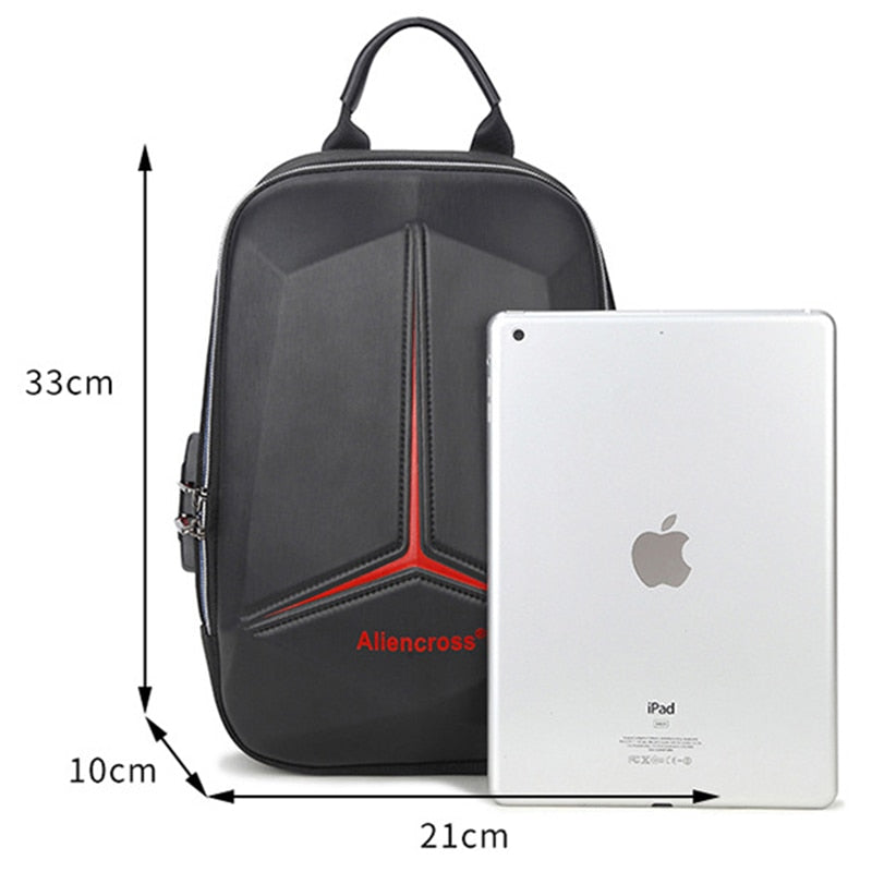 SUUTOOP Men Multifunction PVC Anti-theft Shoulder Bag USB Crossbody Bag Travel Sling Bag Pack Messenger Pack Chest Bag for Male