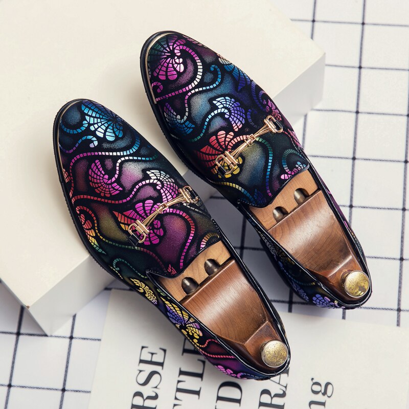 2022Luxury Brand Loafers Slip-on Fashion Colorful Leather Shoes British Style Moccasins Soft Sole Comfortable Wedding Ball Shoes