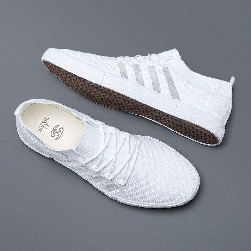 Ebulapn Breathable Trendy Mesh Casual Sneakers Stylish Men's Flying Woven Shoe All-match Hard-Wearing Light Flats