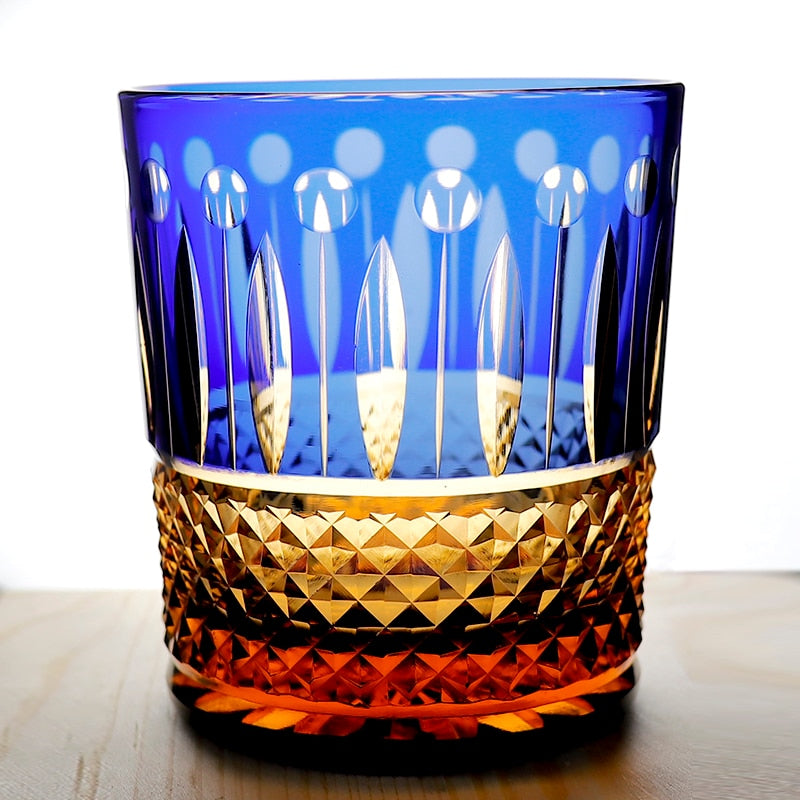 Edo Kiriko Drinking Glass Old Fashioned Crystal Whisky Cup For Vodka Bourbon Hand Cut Design Cocktail Glass With Gift Box