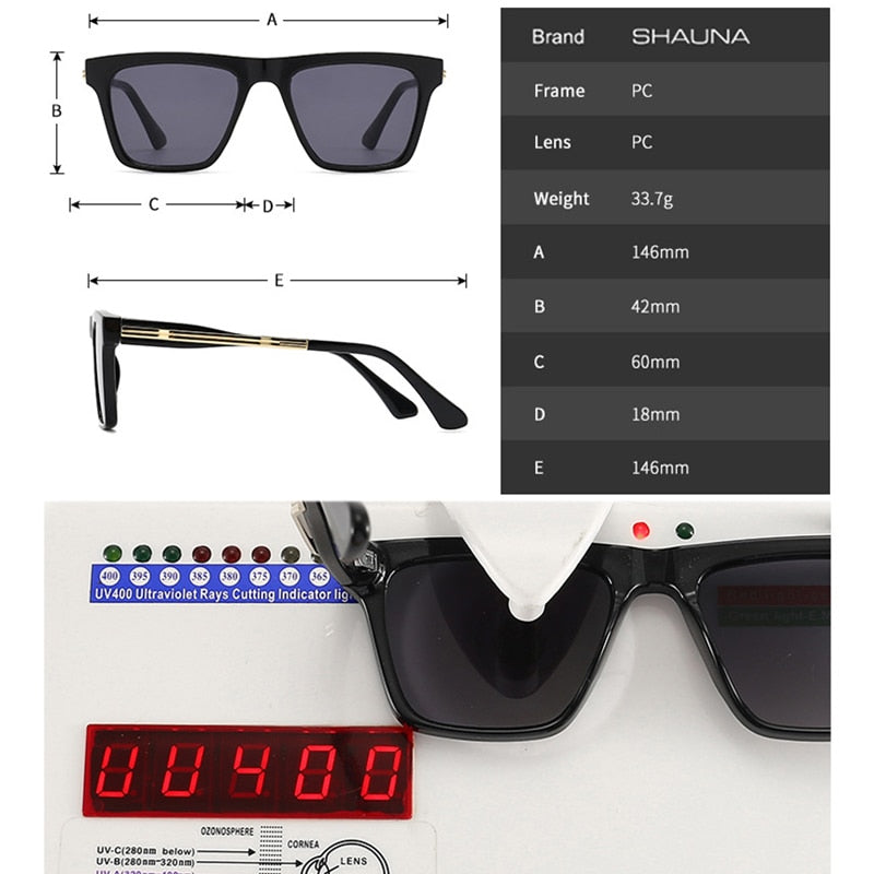 SHAUNA Ins Popular Fashion Square Sunglasses Women Trending Gradient Brand Designer Shades UV400 Men Cat Eye Sun Glasses