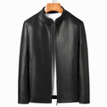 YN-2263 Autumn And Winter Men&#39;s Stand Collar Jacket Natural Leather Thin Section Plus Velvet Fashion  Jacket Motorcycle Youth