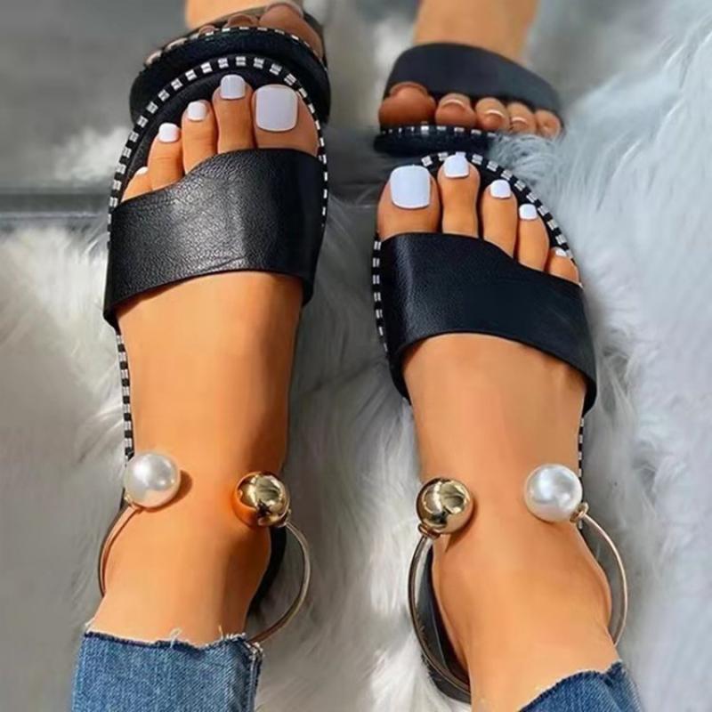 Summer Women Sandals Beaded Pearly Flat Casual Shoes for Women Shoes 2022 Sandalias Slippers Ladies Flip Flop Chaussure Femme