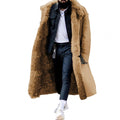 Trendy Men Winter Overcoat Midi Length Men Coat Faux Fur Colorfast Mid-calf Length Winter Overcoat Warm