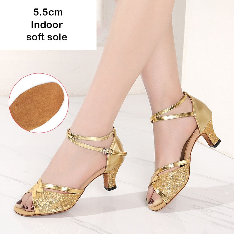 Standard Ballroom Dance Shoes For Women Glitter Open Toe Modern Dance Shoes Salsa Ballroom Tango Latin Dance Shoes For Ladies