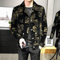 2022 Fashion New Men&#39;s Casual Spring and Autumn Lapel Slim Fit Letter Print Jacket Wool Coat