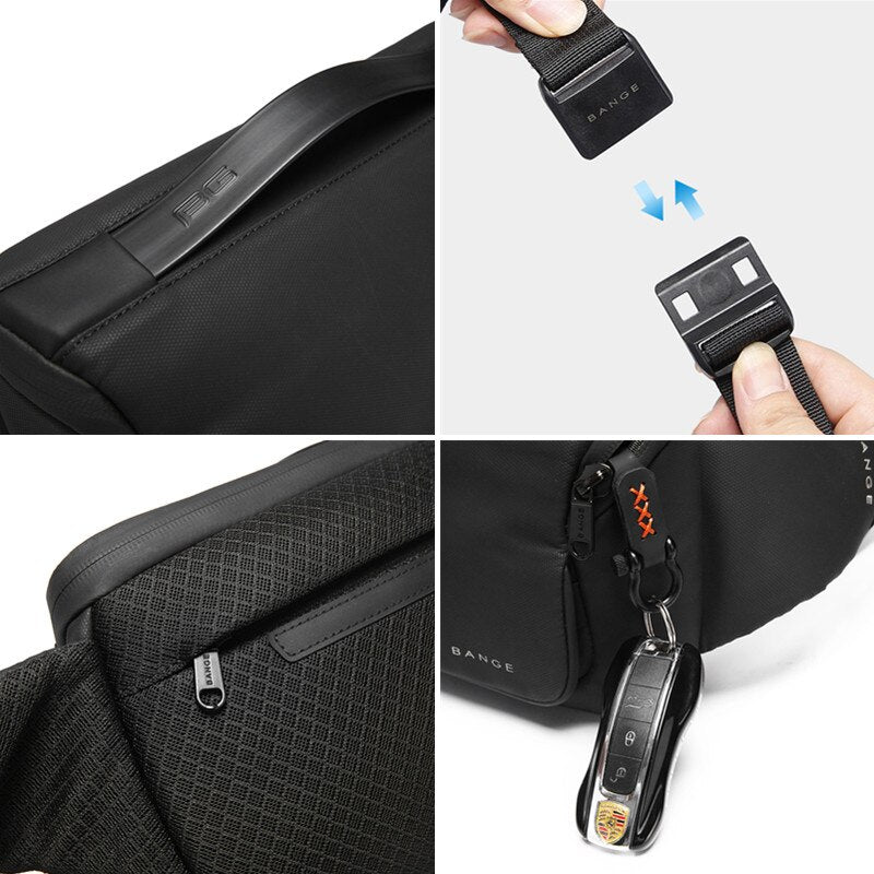 BANGE 2022 New Sling Bag Waterproof Casual Shoulder Bag Multi function Crossbody Bag For Men Fashion Messenger Bags For Women