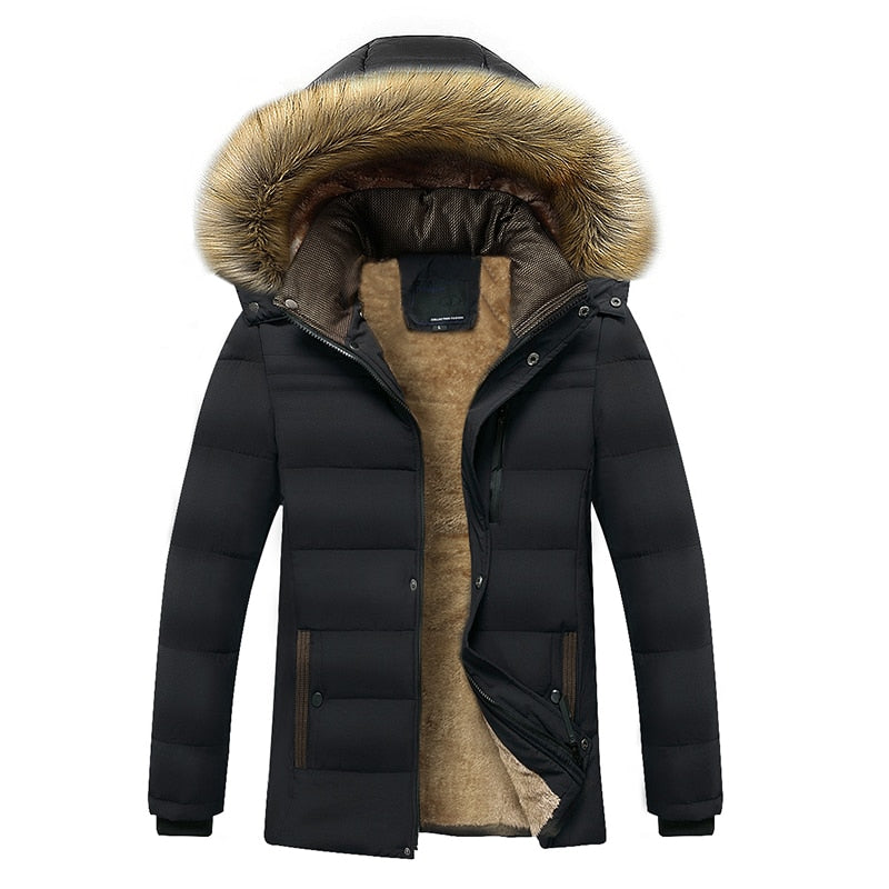 2022 Winter New Warm Thick Fleece Parkas Men Waterproof Hooded Fur Collar Parka Jacket Coat Men Autumn Fashion Casual Parkas Men