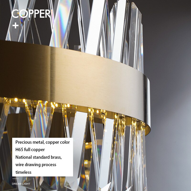 Modern K9 Crystal Chandelier Nordic LED Golden Round Pendant Light Living Room Hotel Bedroom Ceiling Lamp