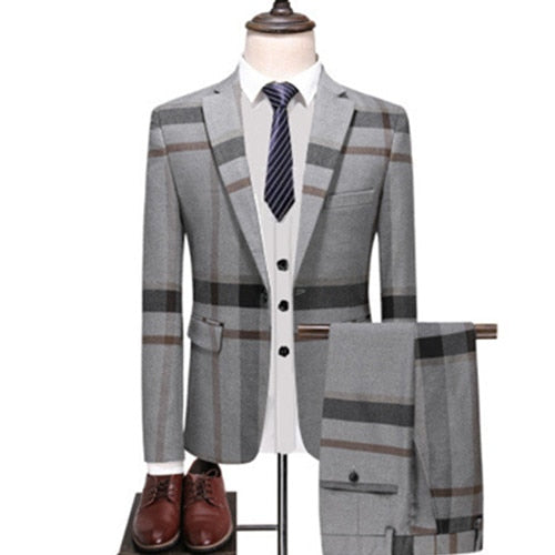 3 Pcs Suits Set Coat Vest Pants / 2022 Fashion Men&