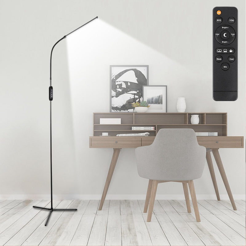 Remote Control Dimmable Standing Light EU Plug 150cm LED Floor Lamp 12W Flexible Gooseneck Touch Dimming for Study Living Room