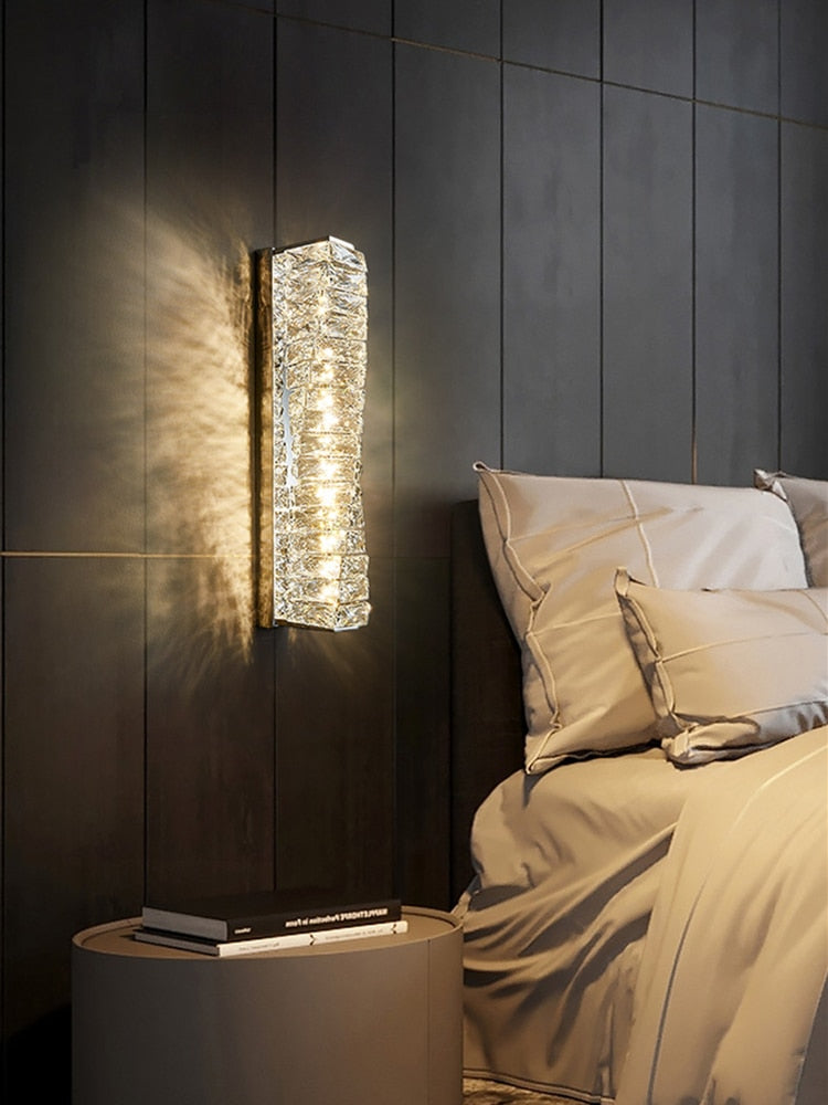 Bright Crystal LED Wall Lights For Bedside Bedroom Living Room Home Hotel Gold Chrome Modern Decoration Sconce Indoor Fixtures