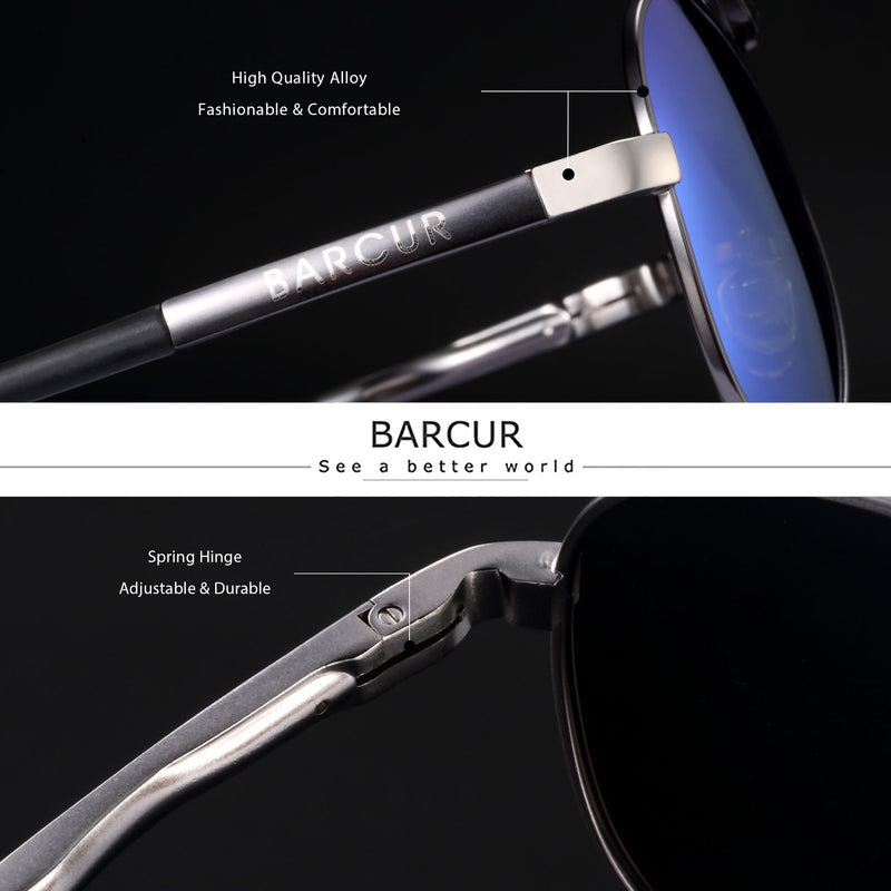 BARCUR New Polarized Sunglasses Men Women Driving Sun Glasses Male Goggle UV400 Gafas De Sol