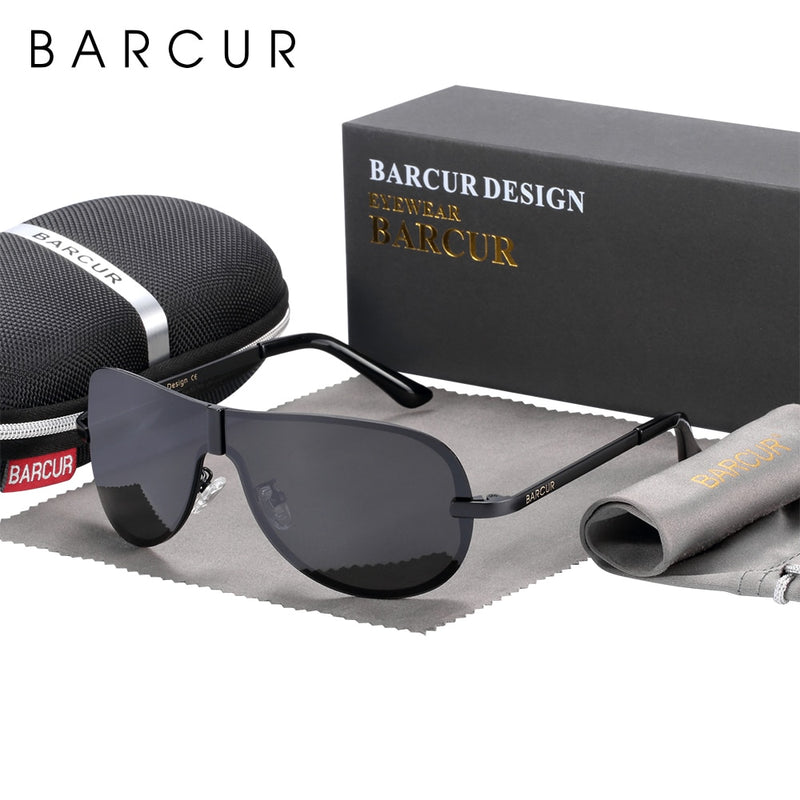 BARCUR Glass Stainless Steel Polarized Sunglasses Men Driving Male Sunglasses oculos Male Eyewear Accessories For Men