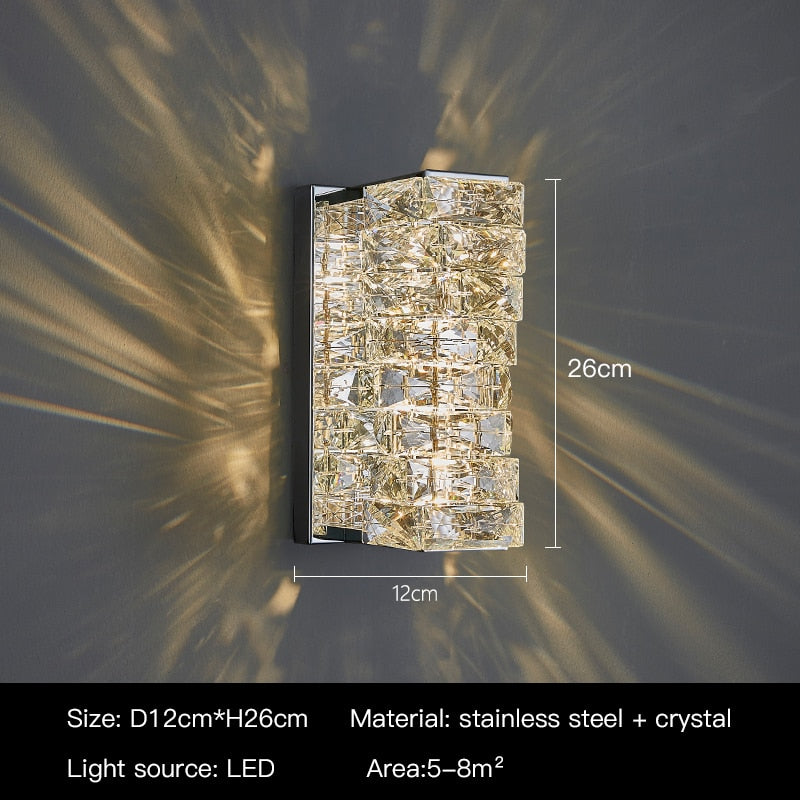 Bright Crystal LED Wall Lights For Bedside Bedroom Living Room Home Hotel Gold Chrome Modern Decoration Sconce Indoor Fixtures