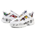 X Brand Hot Sell White Colorful Graffiti Printed Chunky Men Shoes Canvas Trainers Casual Breathable Platform Canvas Men Sneakers