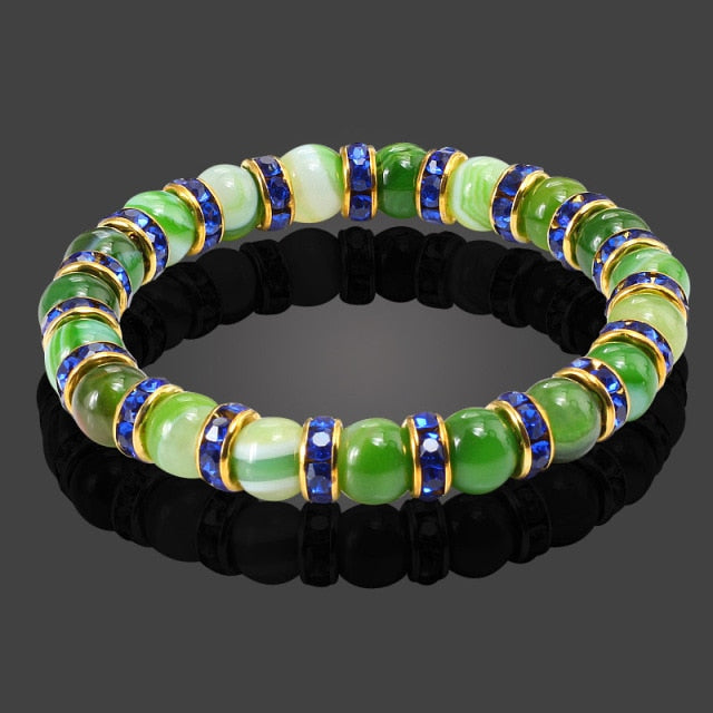 High Quality Natural Stone Round Beads Bracelets &amp; Bangles Women Crystal Jewelry Strand Bracelets Elasticity Rope Men Bracelet